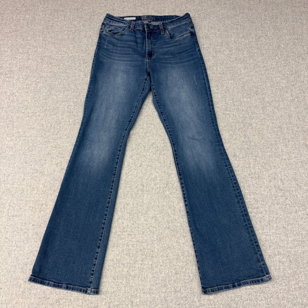 KUT from the Kloth Bootcut Jeans 8 Blue Heart Patch Stretch Denim Flare Leg 1187